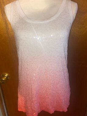 INC International Concepts White to Pink Ombre Sequin Tank Top
